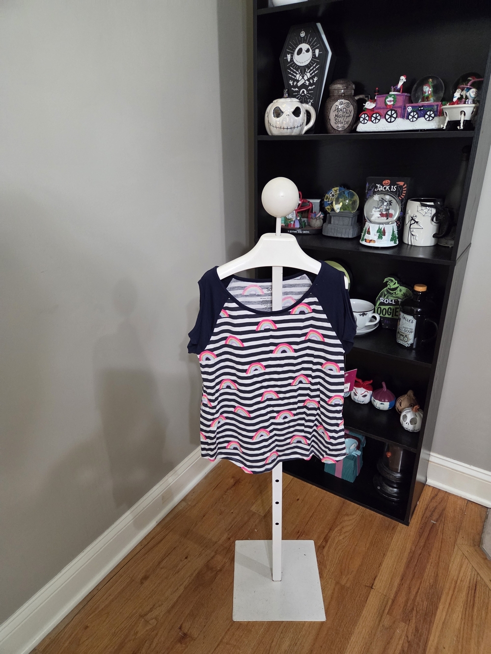 SO Navy Stripe Tee with Pink Rainbow Accents